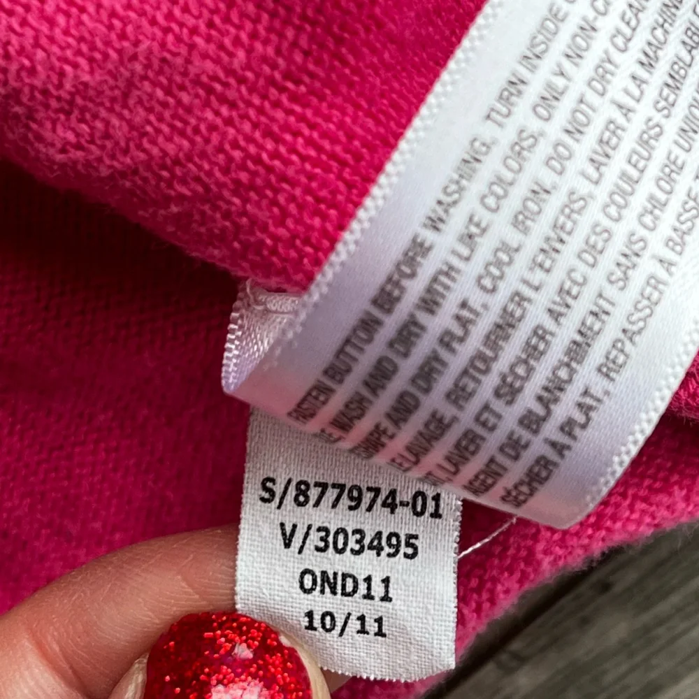 Old Navy Toddler Girl Long Sleeve Sweater Cardigan Ruffle Hot Pink 12-18 Month